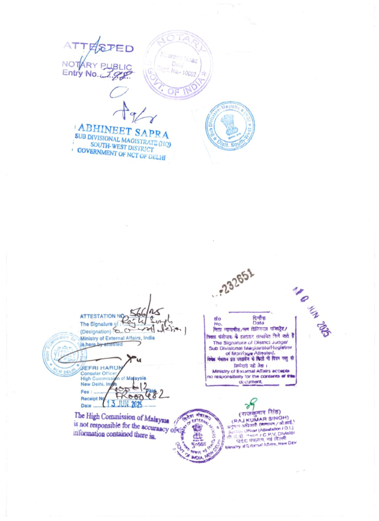 Certificate attestation for malaysia