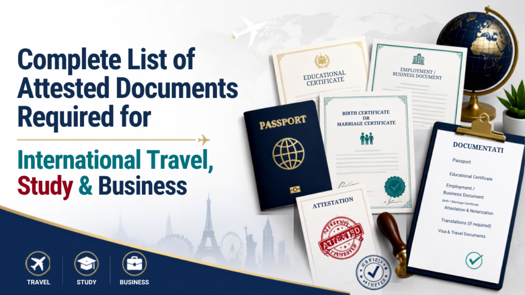 Complete List of Attested Documents Required for International Travel, Study & Business