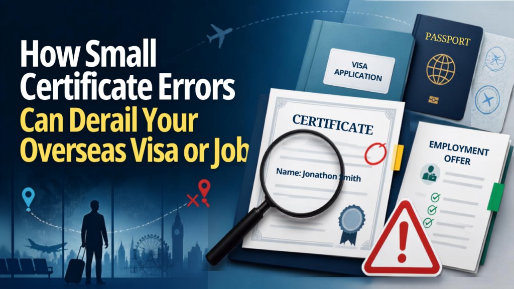 Certificate errors affecting overseas visa and job applications