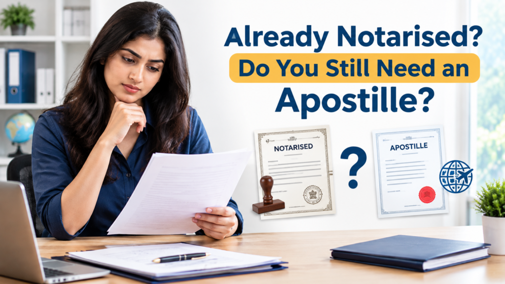 Notarised document with an apostille certificate for international use
