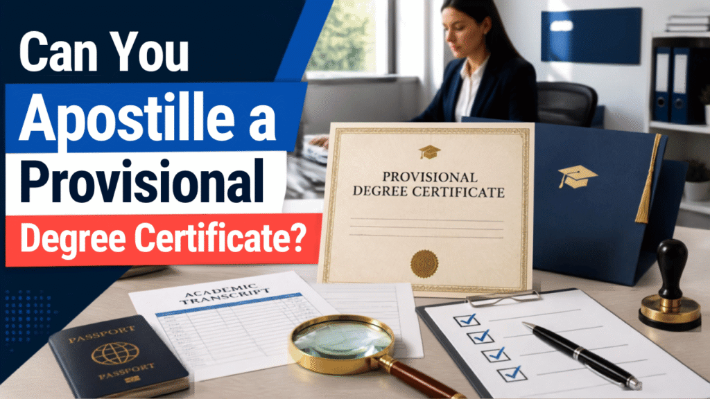 Provisional degree certificate Apostille process in India