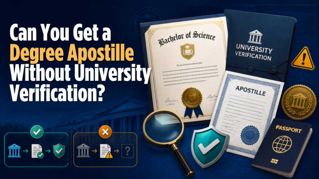 Degree apostille without university verification in India