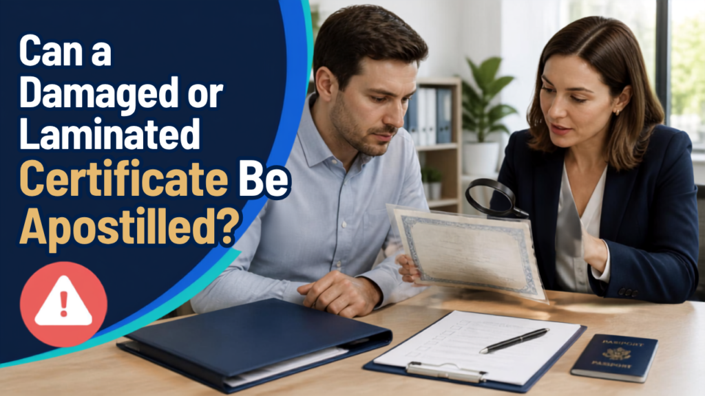 Damaged or laminated certificate for apostille processing