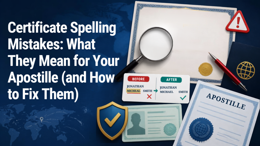 Fixing certificate spelling mistakes before apostille in India