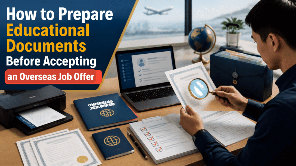 Preparing educational documents for an overseas job offer