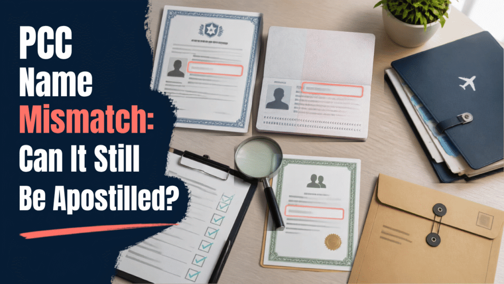 PCC with name mismatch for apostille and document verification