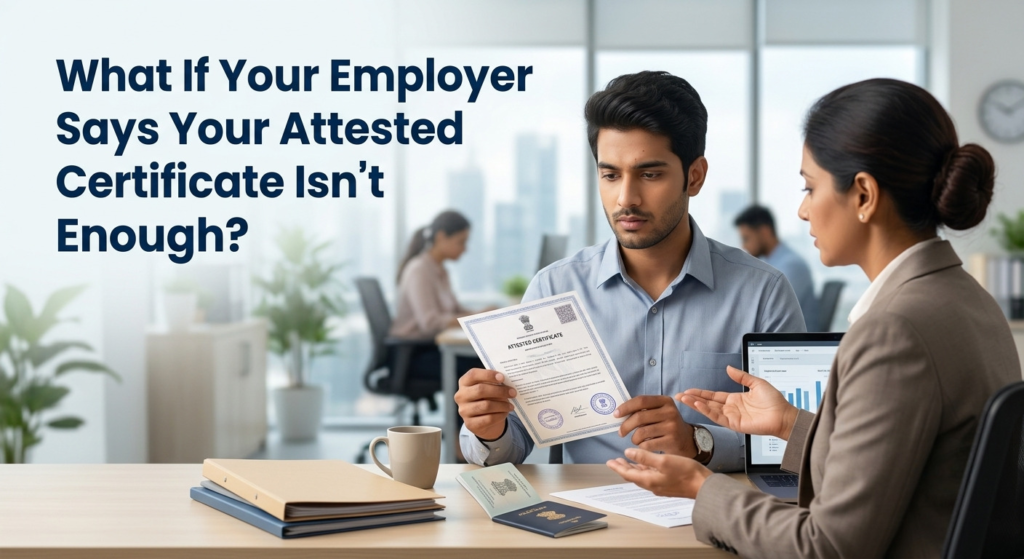 Employee discussing an attested certificate requirement with an employer