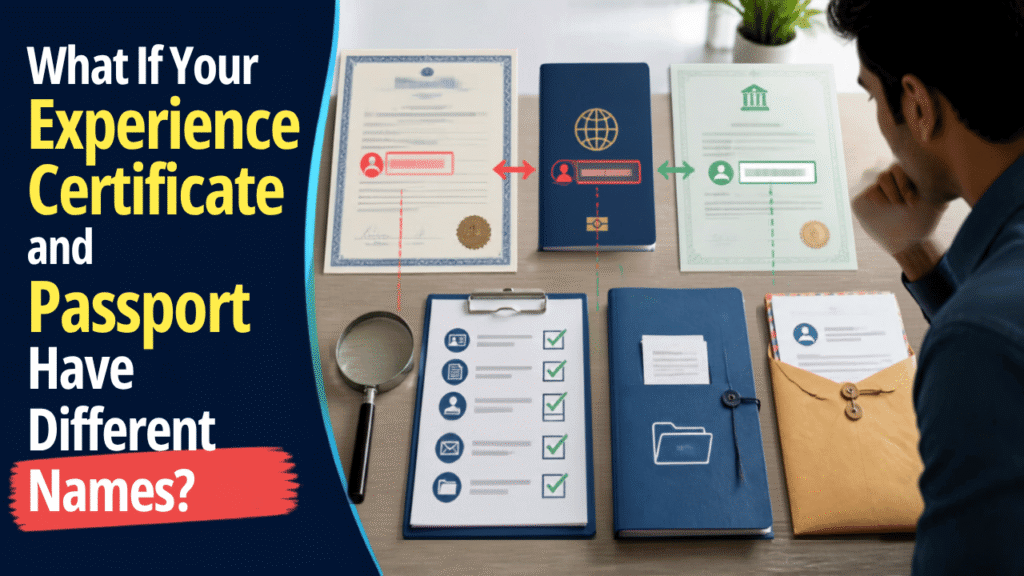 Experience certificate and passport with different names for attestation