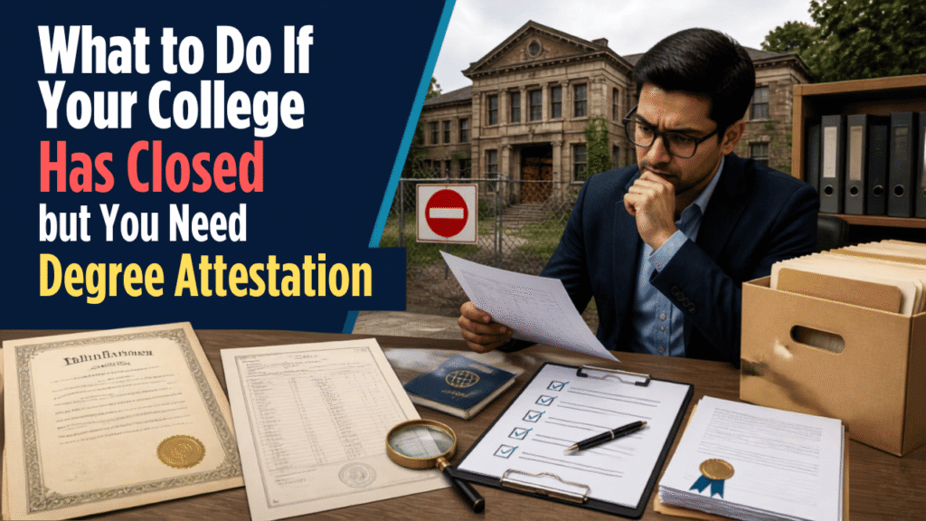 Diploma document with an official attestation stamp and seal representing degree verification