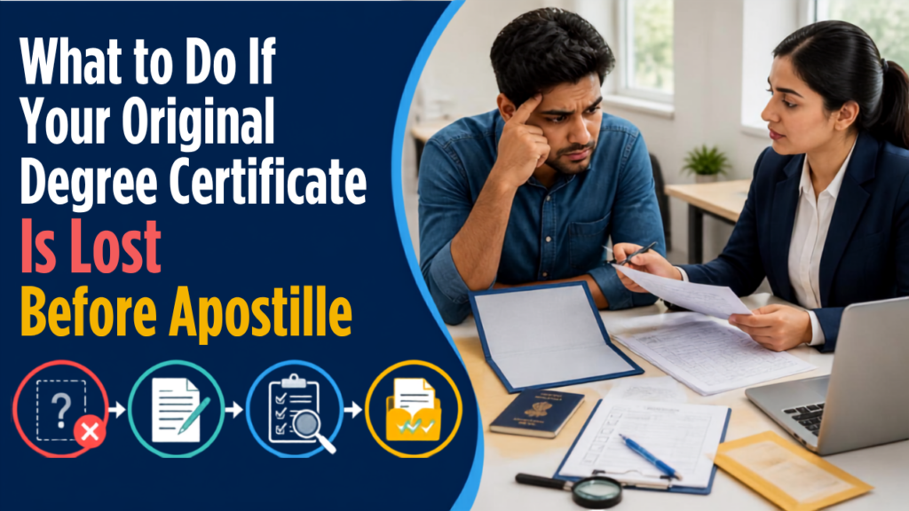 Lost original degree certificate before apostille processing
