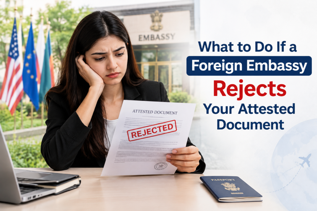 Steps to take after a foreign embassy rejects an attested document