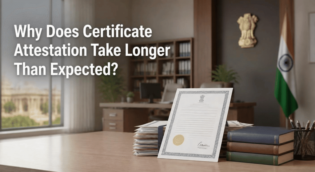 Certificate attestation process delayed due to document verification and processing issues